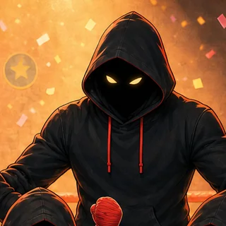 Le Spectre, mascotte du club : une silhouette à capuche, deux yeux jaunes, les mains bandées de rouge.